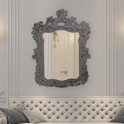 Howard Elliott Turner Large Ornate Mirror, Charcoal Gray Ornate Mirror Beveled Edges Rectangular Vanity Mirror with Baroque Scroll Pattern for Bedroom, Living Room, Bathroom & Entryway, 56 x 42 Inch