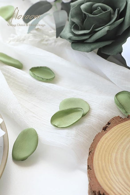 Floroom 300pcs Rose Petals Sage Green Faux Silk Flower Petals for Wedding Flower Girl Basket Aisle Scatter Dinner Table Centerpieces Party Confetti Bridal Shower Romantic Night Decoration