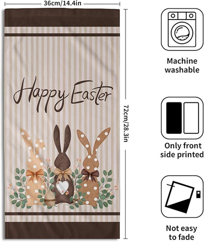 Happy Easter Face Towels Set of 2 28.3x14 Absorbent Decorative Bunny Rabbit Eucalyptus Holiday