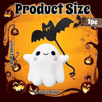 Halloween Ghost with Bat Balloon Figurine - Ghost Figurine Ghost Decor, Cute Ghost Statue Ghost for Halloween Decoration Humorous Desktop Art Piece