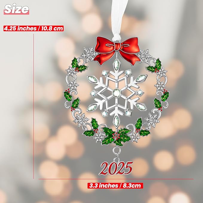 Christmas Tree - 2025 Rotation Snowflake Hanging Ornaments Pendant of Car Charm Holiday Keepsake Gift Home Decor (Snowflake Silver)