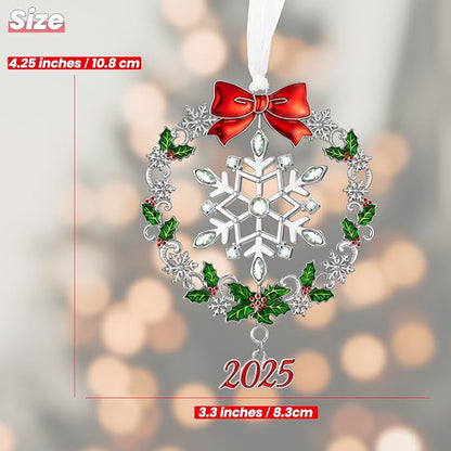 Christmas Tree - 2025 Rotation Snowflake Hanging Ornaments Pendant of Car Charm Holiday Keepsake Gift Home Decor (Snowflake Silver)