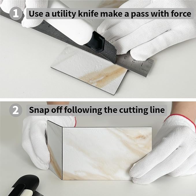 AULIGET 3" x 6" Subway Tile Peel and Stick Backsplash, Thick PVC Stick on Wall Tiles (4, Calacatta Gold)