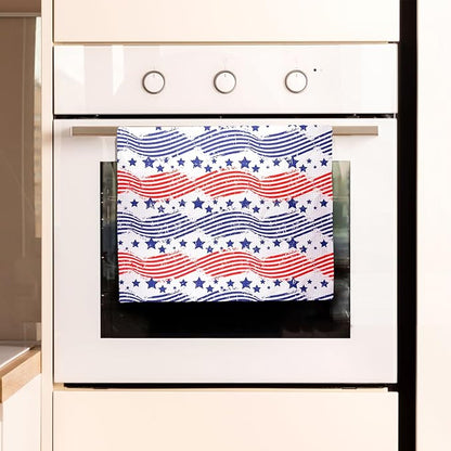Eunzel Kitchen Tea Towel Quick Dry Microfiber Dish Towels with Hanging Loop 18x30 Flag