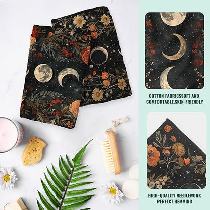 Moon Phases Boho Kitchen Dish Towels Decorative Tea Towels Absorbent Gothic Bohemian Towels 16x24, Housewarming Gift