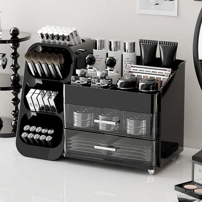 Makeup Organizer with Drawers for Vanity,Spacious Cosmetic Display Case,Perfect Storage Solution for Your Beauty Essential (Black)