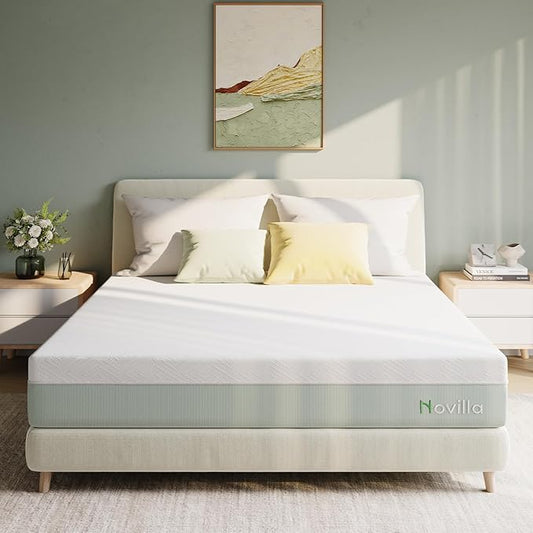 Novilla Twin XL Mattress,10 Inch Gel Memory Foam Mattress for Suppotive &Pressure Relieving, Medium Firm Feel in a Box,Bliss