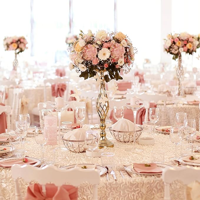 12 Pcs Metal Flower Arrangement Stand, 20 Inch Tall Metal Candle Holders Bulk for Wedding Table Decor & Party Home Decor