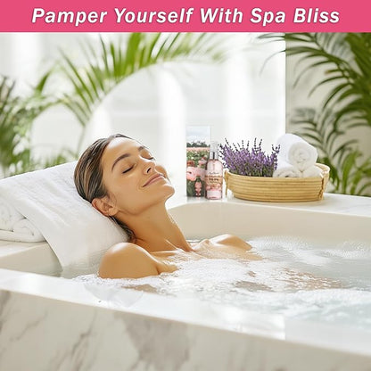 Bath Spa Gift Sets - Luxury Basket With Rose Oil & Peony - Spa Kit Includes Wash, Bubble Bath, Lotion, Bath Salts, Body Scrub, Body Spray, Shower Puff, Bathbombs, Soap and Towel