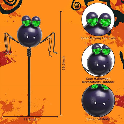 Spider Solar Halloween Decorations with Moving LED Eyes, 38.2in Halloween Garden Stakes Eyeball Lights for Yard, Lawn, Patio, Outdoor Decor
