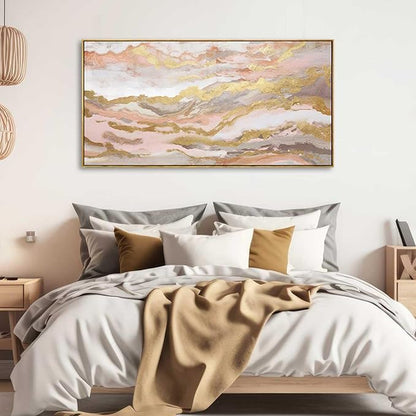 YJYart Pink Abstract Wall Art/Girl Room 20x40 Inch/Large Wall Art for Living Room/Bedroom Decorations Gold Office Decor Kitchen Art Dining Room Decor