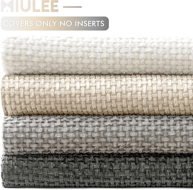 MIULEE Pack of 4 Throw Pillow Covers 18x18 Inch Gray Soft Decorative Chenille Pillow Covers Farmhouse Accent Cushion Covers for Boho Home Decor Bedroom Living Room