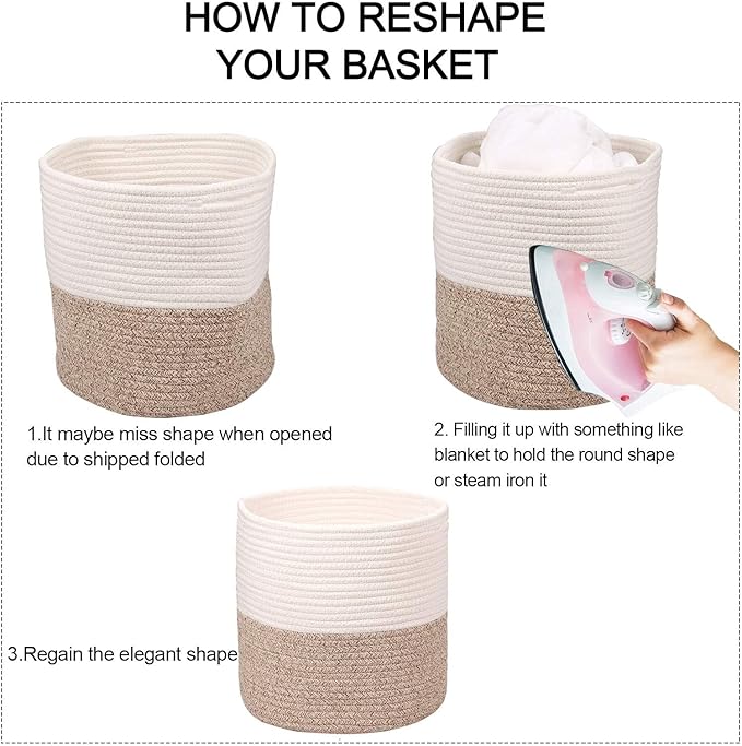 Planter Baskets for Indoor 11" Planters Cotton Rope Flower Plant Pots Cover,Woven Storage Baskets for Crafts, Organization Modern Home Decor 11"x11"Khaki