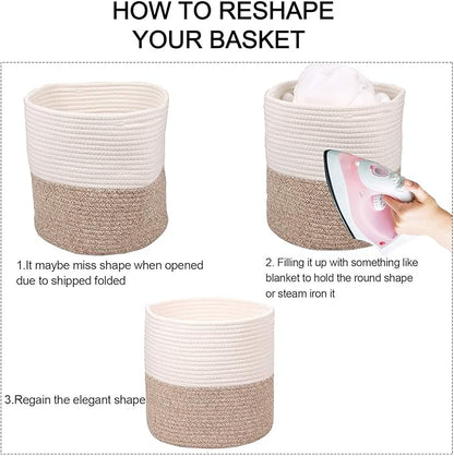 Planter Baskets for Indoor 11" Planters Cotton Rope Flower Plant Pots Cover,Woven Storage Baskets for Crafts, Organization Modern Home Decor 11"x11"Khaki