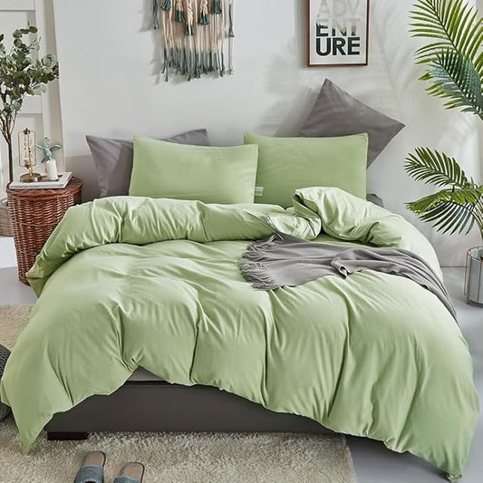 CLOTHKNOW Sage Green Queen Comforter Set 3Pcs Green Bedding Comforter Sets Soft All Season Queen Comforter with 2 x Pillow Cases