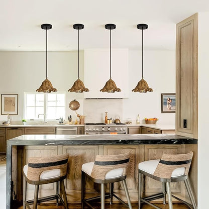 Wabi Sabi Pendant Lights,8.3in Brown Retro Ruffled Pendant Light Hanging Lamp Kitchen Island Farmhouse Vintage Light for Dining Room Bedroom Hallway Restaurant Foyer