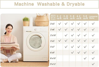 Washable Rugs 9x12 Area Rugs for Living Room,Rugs for Bedroom, Large Carpets,Ultra Soft Faux Wool Retro Dining Room Rug,Non Slip&Non-Shedding Low Pile Vintage Print Rug Indoor for Home Office