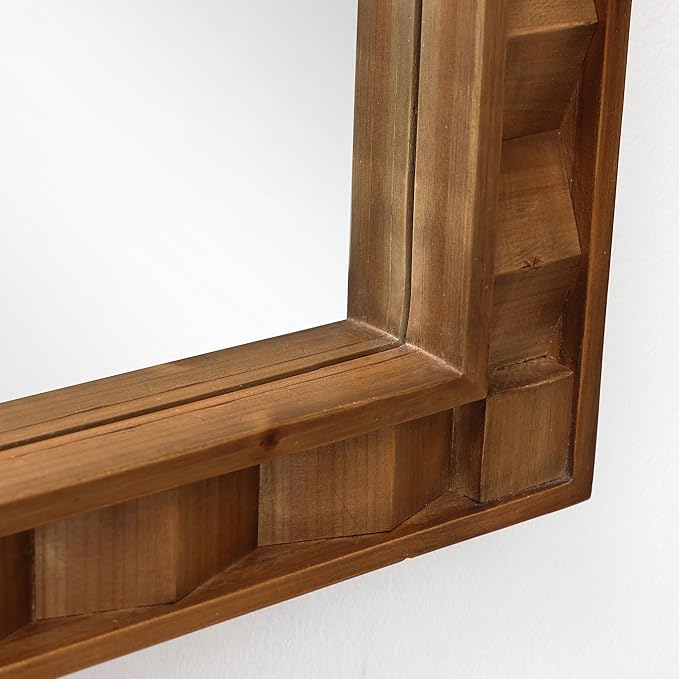 LuxenHome Arched Wall Mirror, 30.4"x18.5" Solid Wood Framed Rustic Farmhouse Decorative Wooden Mirrors, Wall Mounted Hanging Accent Entryway Mirror for Bathroom, Living Room, Bedroom Home Decor