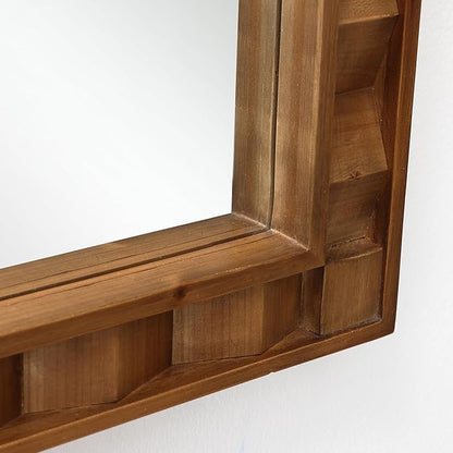 LuxenHome Arched Wall Mirror, 30.4"x18.5" Solid Wood Framed Rustic Farmhouse Decorative Wooden Mirrors, Wall Mounted Hanging Accent Entryway Mirror for Bathroom, Living Room, Bedroom Home Decor