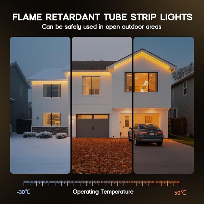 LED Neon Lights Warm White 3000K,32.8ft 110-120V LED Strip Lights,Flexible Outdoor Waterproof Neon Rope Lights for Bedroom,Cabinet,Kitchen,Living Room,Mirror,Halloween Decor