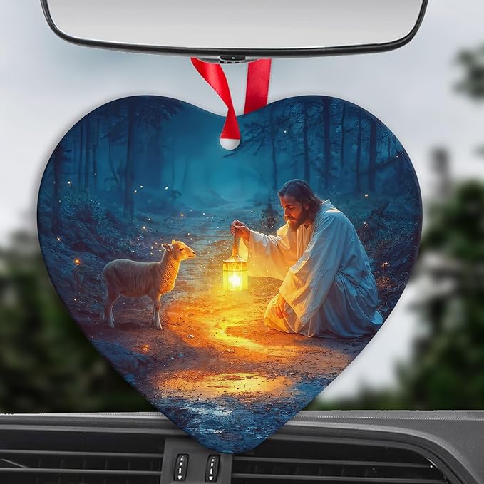 Baptism Gifts for Boys or Girl,Christmas Ornaments for Christmas Tree Decorations Jesus and Lamb Birthday Gift for Women Christian Gifts for Women C-319