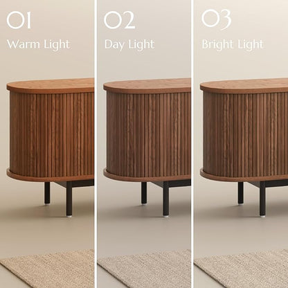 POVISON Mid Century Modern TV Stand for 65 inch TV, Sliding Door Entertainment Center with Storage, Wood TV Console, Media Console for Living Room Bedroom, Fully-Assembled (Walnut, 70.87")