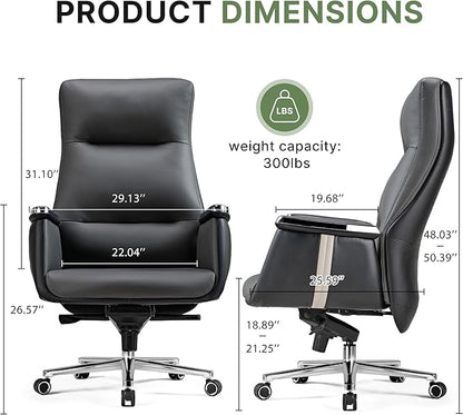EUREKA ERGONOMIC Royal II Executive Office Chair High Back, Big and Tall with Extra Wide Seat, Silicone Leather Desk Chair Computer Chair, Modern Office Chair Home Desk Chairs-Gray