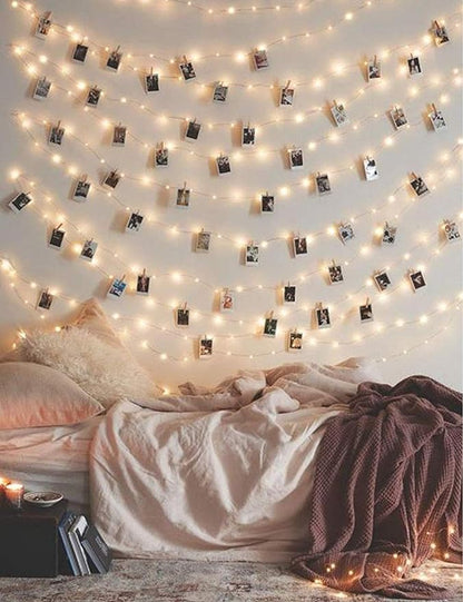 17Ft 50 LED Fairy String Lights with Clear Clips - Perfect for Dorm, Bedroom, Wedding Decor