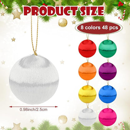 Syhood Christmas Satin Balls Christmas Silk Ball Ornaments Satin Silk Xmas Tree Hanging for Xmas Tree Decor Holiday Party Decorations(48 Pcs,Multicolor,1 Inch)