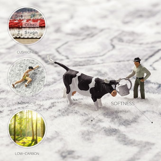 Area Rug 8x10 Washable Area Rugs for Living Room,Bedroom, Dining Room- Ultra Soft Non-Shedding Faux Wool Retro Rugs,Large Vintage Carpets with Non Slip Rubber Backing for Farmhouse Home Office