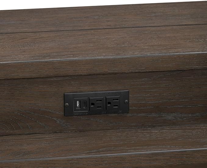 Liberty Furniture Cascade Falls Living Room Console Bar Table with Charging Station - Satin Espresso