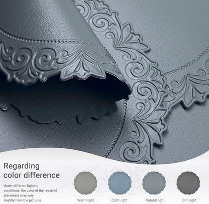 Noctiflorous Round Faux Leather 15 Inch Placemats Set of 6 Waterproof Wipeable Heat Resistant Tablemat for Dining Table Kitchen Non Slip Washable Oilproof Table Place Mat(Graphite Gray, 6)