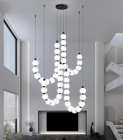 Modern Chandeliers LED Dimmable Light Acrylic Balls Ceiling Pendant Lighting for Living Room Dining Room Bedroom Adjustable Hanging Lights 90 Watts Black Lamp