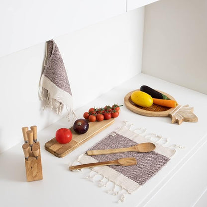 SMYRNA TURKISH COTTON Herringbone Series Kitchen Dish Towels Pack of 4, Machine Washable Wash Cloths, Ultra Soft, Absorbent, Prewashed and Quick Dry Turkish Dish Towels, 15x26 Inch (Blush Pink)