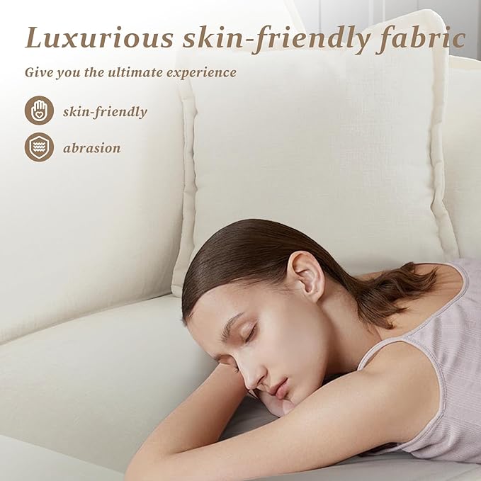 SoarFlash Chenille Sectional Sofa, Comfy Modular Coush Sofa with Ottoman, Modern 2 Seat Recliner Deep Seat Sofa Set for Living Room,White