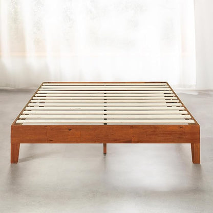 Mellow Naturalista Grand - 12 Inch Solid Wood Platform Bed with Wooden Slats - No Box Spring Needed - Full (Cherry)