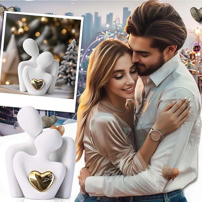 Mini Couple Statue Tv Stand Decor Items for Living Room Home Decor,Bedroom Decor for Couples Sculpture for Anniversary Wedding,Love Gifts for Couples 2025,Knick Knacks for Shelve (White, 3.15in)