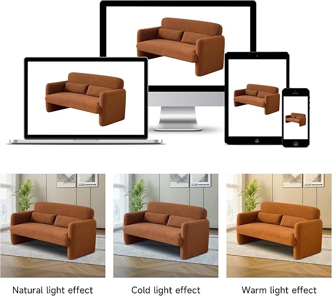 59.06'' Loveseat Sofa, 2 Seater Sherpa Fabric Love Seat Couch, Comfy Upholstered Modern Leisure Loveseat Couches with 2 Waist Pillow for Bedroom, Office, Living Room