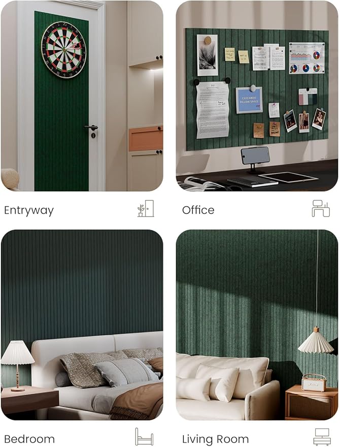 Bumusty Large Felt Bulletin Board 48" x 36" Cork Board Alternative - 6 Pack with 40 Safe Removable Adhesive Tabs, Cork Boards for Walls Cork Board for Home Office Classroom Pin Board (Aurora Green)