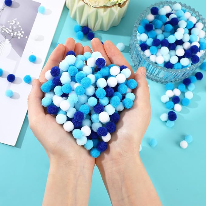 SEPGLITTER Blue Pom Poms Balls, 1000Pcs 1 cm/0.4 inch Hanukkah Blue Color Pom Poms for Chanukah Christmas Winter Summer Holiday Party Crafts Making DIY Holiday Decorations Supplies