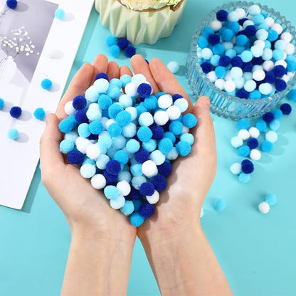 SEPGLITTER Blue Pom Poms Balls, 1000Pcs 1 cm/0.4 inch Hanukkah Blue Color Pom Poms for Chanukah Christmas Winter Summer Holiday Party Crafts Making DIY Holiday Decorations Supplies