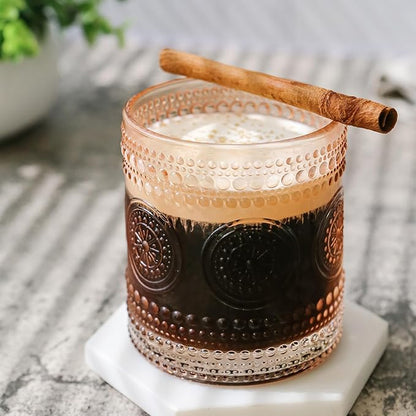 Kate Aspen Hobnail Beaded Floral Rose Gold Drinking Glasses Set of 6, (10 oz) Vintage Glassware Set Cocktail Glass Set, Juice Glass, Water Cups | Great Hostess Gift & Gift for New Home Owners