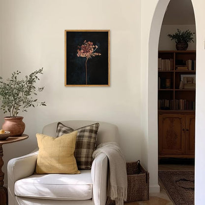 KBKBART Framed Vintage Wall Art Prints, Retro Moody Floral Botanical Canvas Painting Farmhouse Decor, Black Dark Classical Flower Framed Canvas Wall Art for Bathroom, Bedroom, Living Room, Gallery,