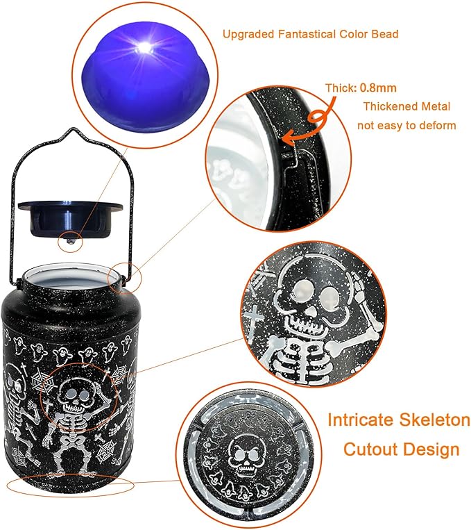 Light Up Skeletons for Halloween Decorations, Metal Hanging Scary Solar Skeleton Lights Outdoor for Garden, Pathway, Porch & Patio Lighting, Spooky Halloween Gift Ideas