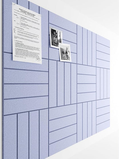 Bumusty Large Cork Board Alternative-47 x35 Felt Bulletin Board Tiles, with 30 Pushpins, 70 Adhesive Tabs, 12-Pack Slat Wall Paneling, Cork Boards for Office Push Pin Board Felt Board-Soft Periwinkle