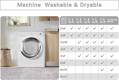 Washable Rugs 8x10 Area Rugs for Living Room,Modern Abstract Rugs for Bedroom,Large Carpets,Ultra Soft Faux Wool Retro Dining Room Rug,Non Slip&Non-Shedding Low Pile Print Rug- Grey