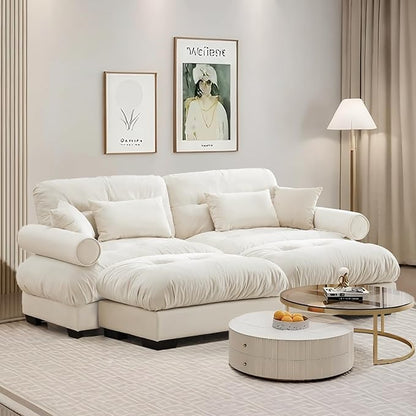 SoarFlash Modern Sofa Couches for Living Room, Small Sectional Sofa Set with Reversible Chaise, Sleeper Sofas and Modular Couch Function, Suitable for Small Spaces in Apartment, Beige