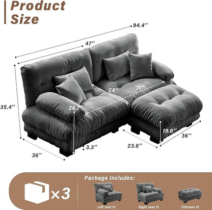 SoarFlash L Shaped Couches for Living Room, Small Sectional Sofa Set with Reversible Chaise, Modern Designed Sleeper Sofas and Modular Couch Function, Suitable for Small Spaces in Apartment, Grey