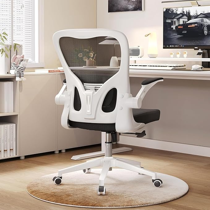 Ergonomic Office Chair, High-Back Mesh Desk Chair with Adjustable Height, Lumbar Support, Flip-Up Armrests,headrest，and Swivel Rolling Design for Home and Office Use