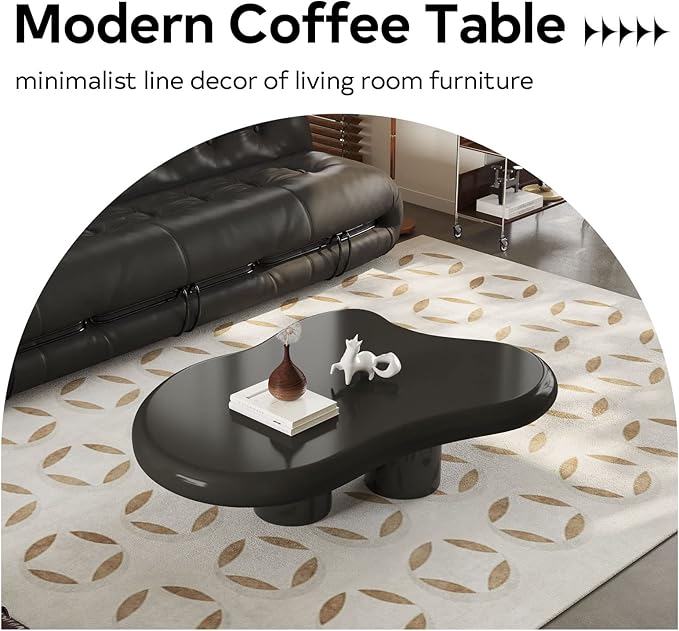Cloud Coffee Table, Unique Irregular Shape, Modern Cute Living Room Fashion Coffee Table, Black